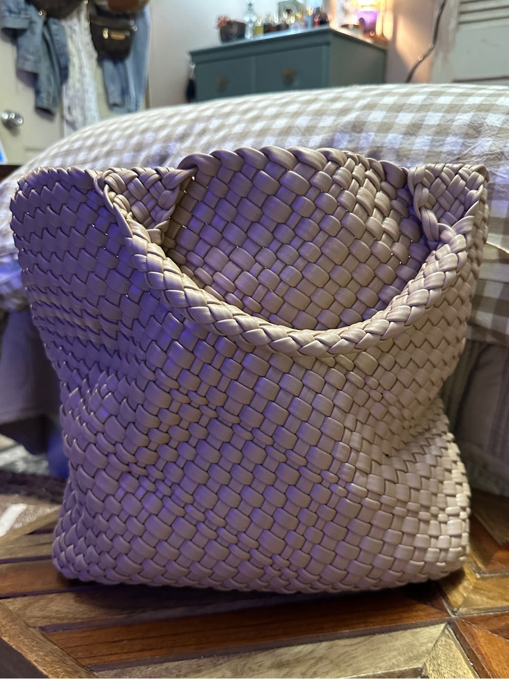 Woven Tote Bag in Light Taupe